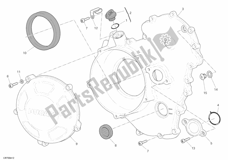 Tutte le parti per il Coperchio Frizione, Esterno del Ducati Desmosedici RR 1000 2008